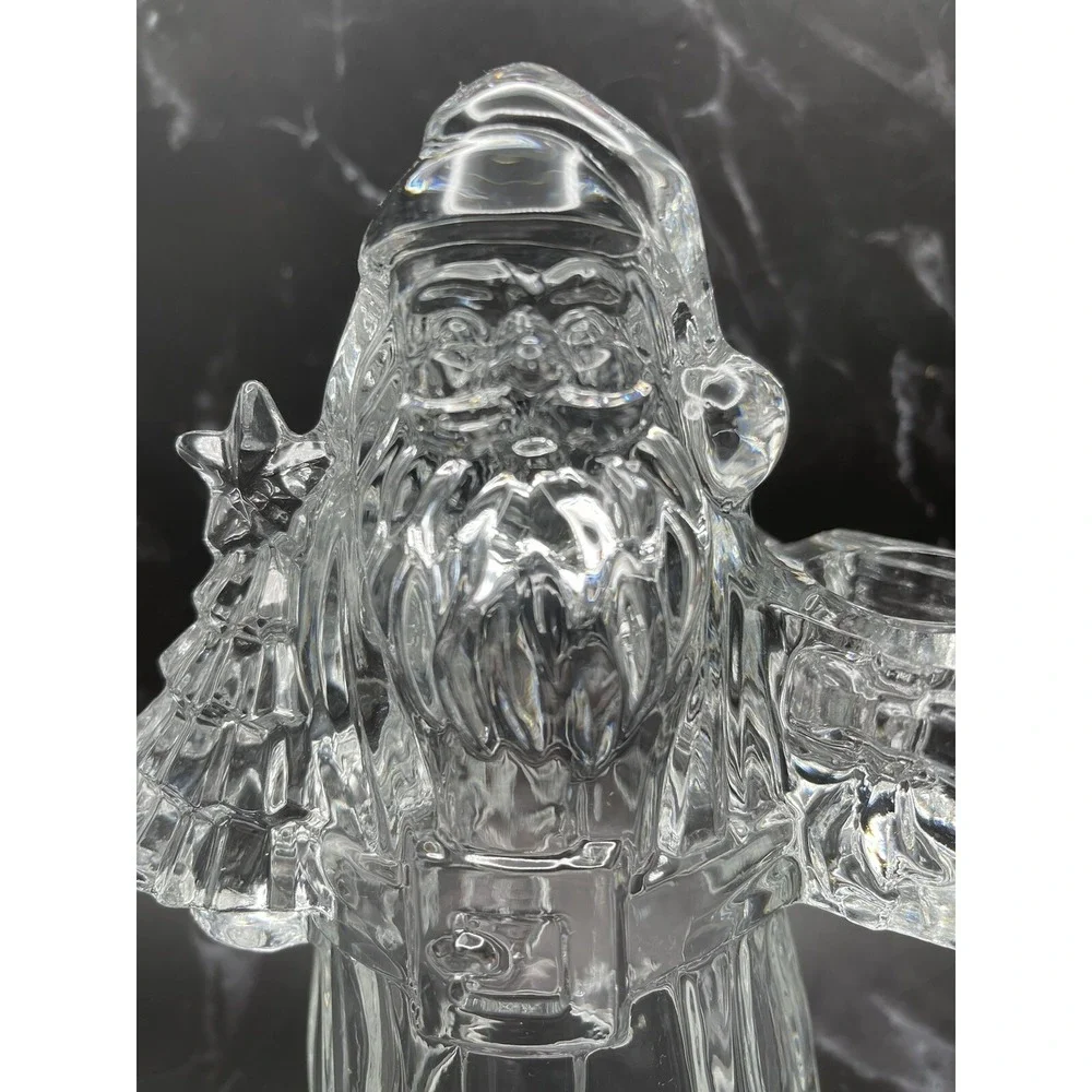 24% Lead Crystal Santa Figurine St George Crystal‎ Candle Holder Made in USA